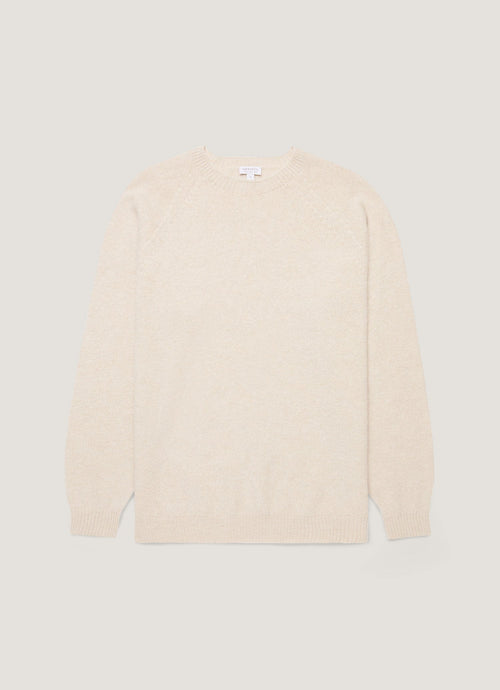 Mens Lambswool Crew Neck Jumper In Oatmeal Melange Mjum8066 Whic