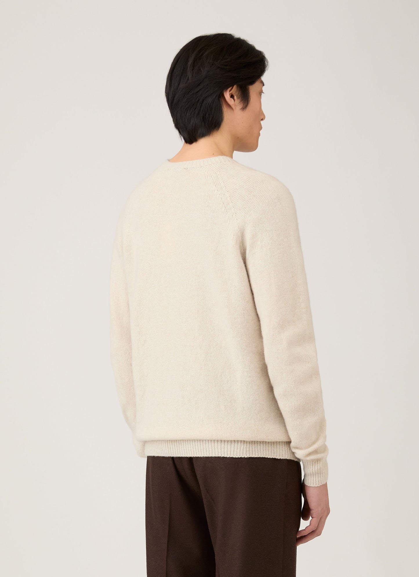 Mens Lambswool Crew Neck Jumper In Oatmeal Melange Mjum8066 Whic