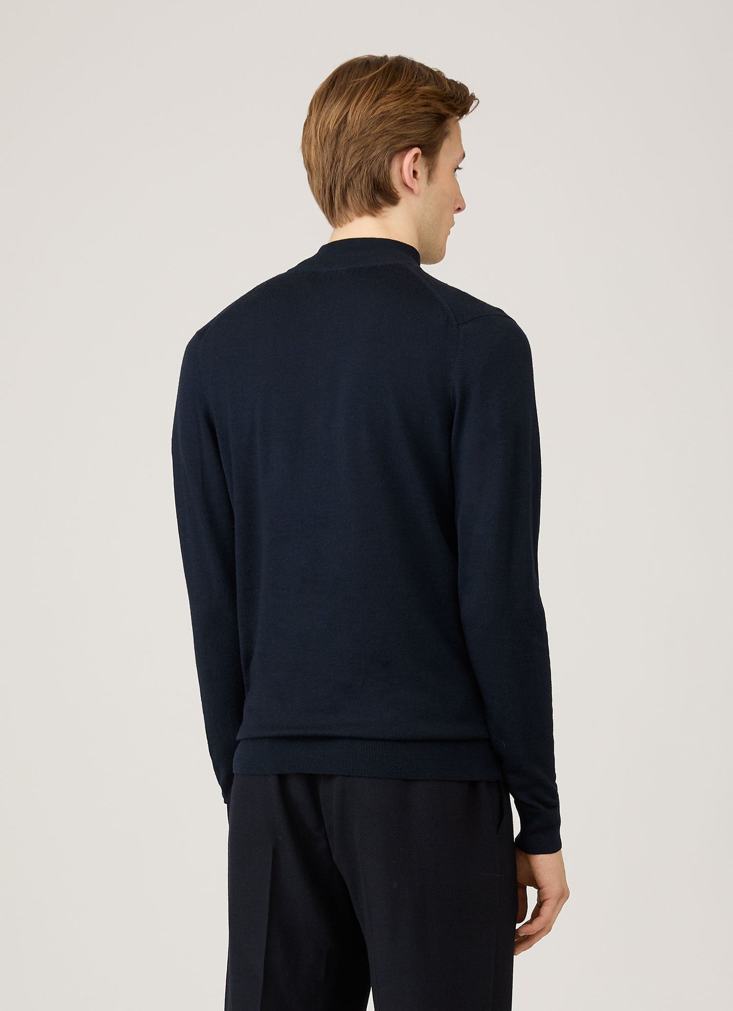 Mens Extra Fine Merino Zip Neck In Navy Mjum8116 Buaa
