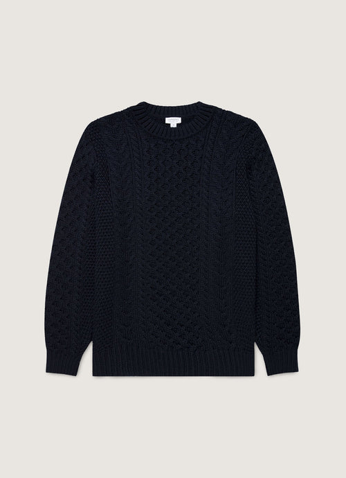 Mens Cable Knit Jumper In Navy Mjum8286 Buaa