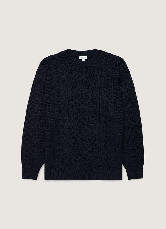 Mens Cable Knit Jumper In Navy Mjum8286 Buaa
