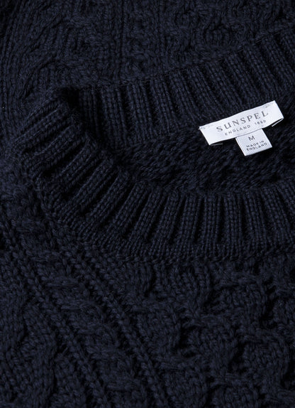 Mens Cable Knit Jumper In Navy Mjum8286 Buaa