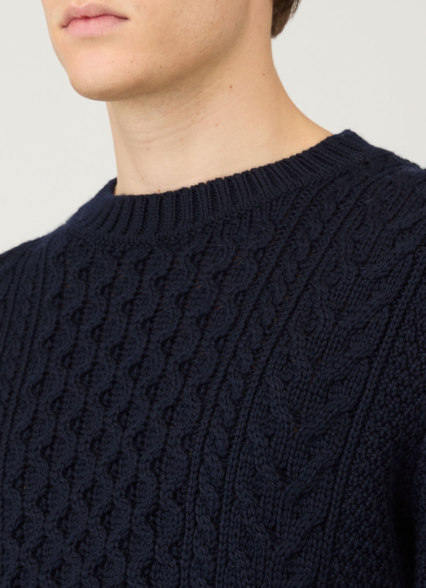 Mens Cable Knit Jumper In Navy Mjum8286 Buaa
