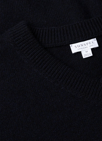Men's Lambswool Vest in Dark Navy Mouline