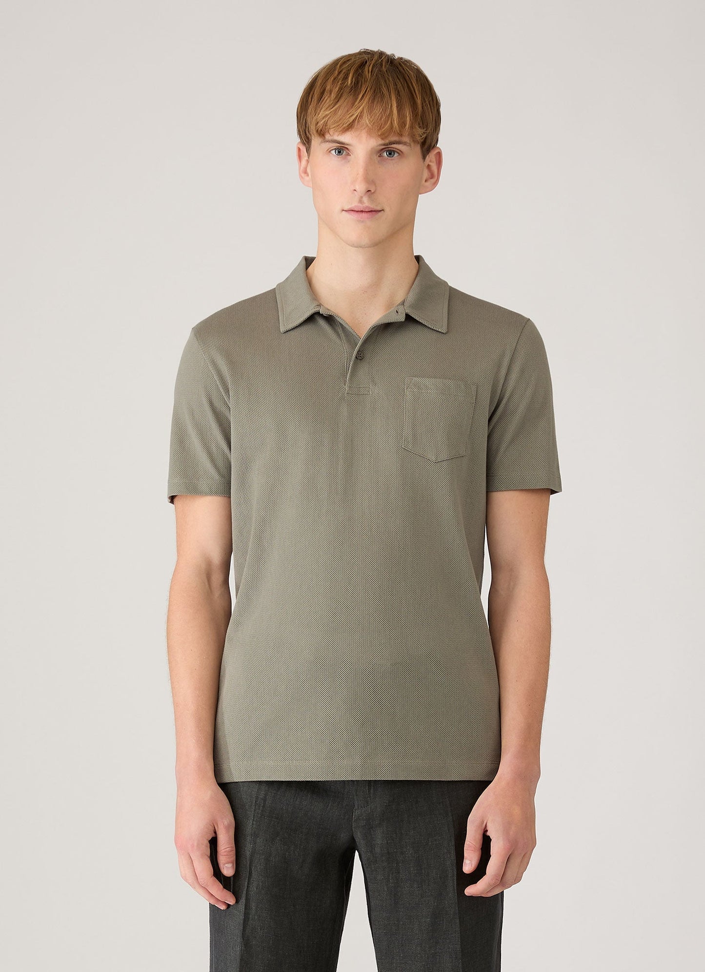 Mens Riviera Polo Shirt In Fossil Grey Mpol1026 Gyfj