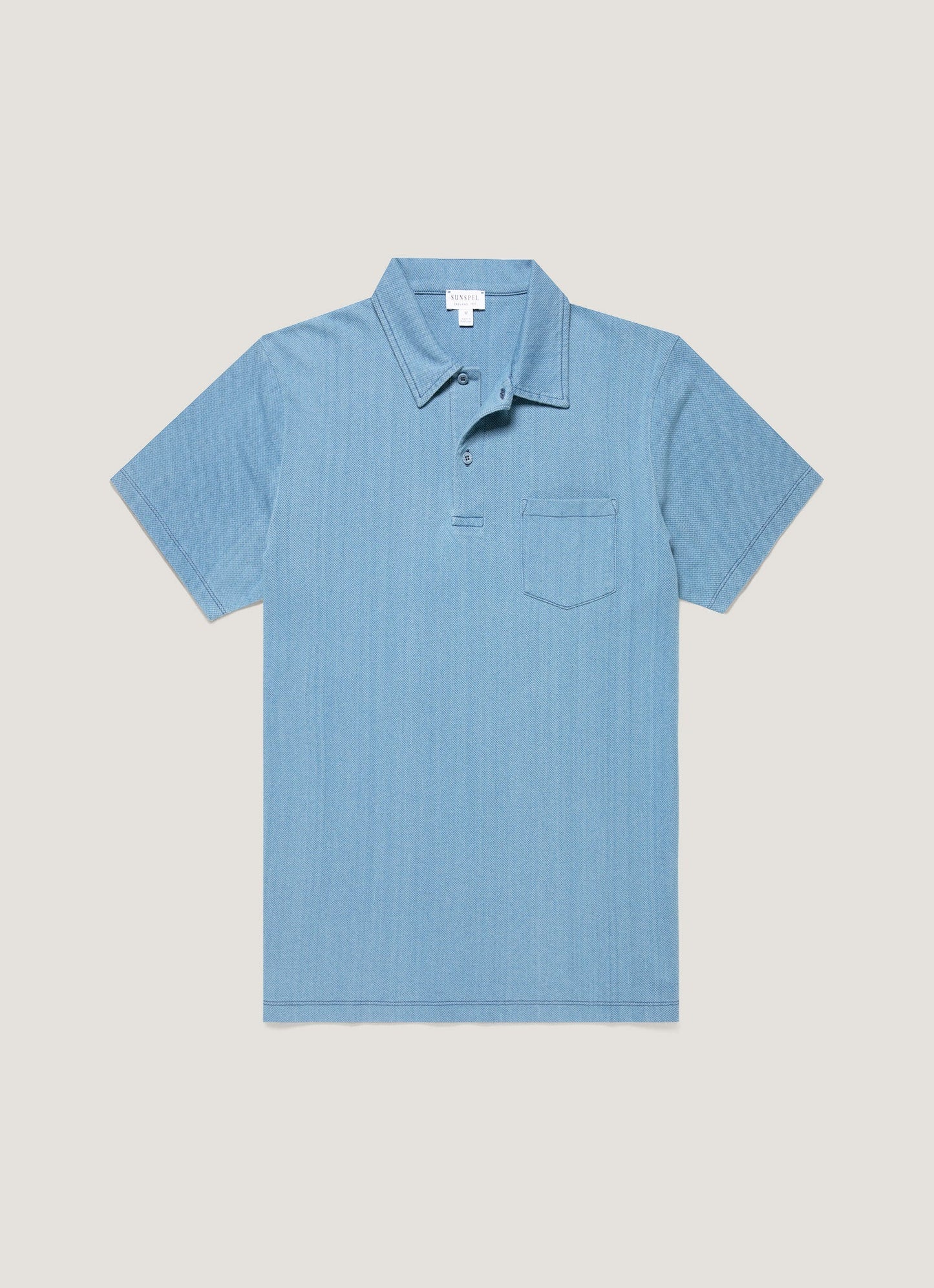 Mens Riviera Polo Shirt In Mid Indigo Wash Mpol1026D Buvz