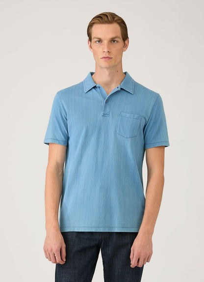 Mens Riviera Polo Shirt In Mid Indigo Wash Mpol1026D Buvz