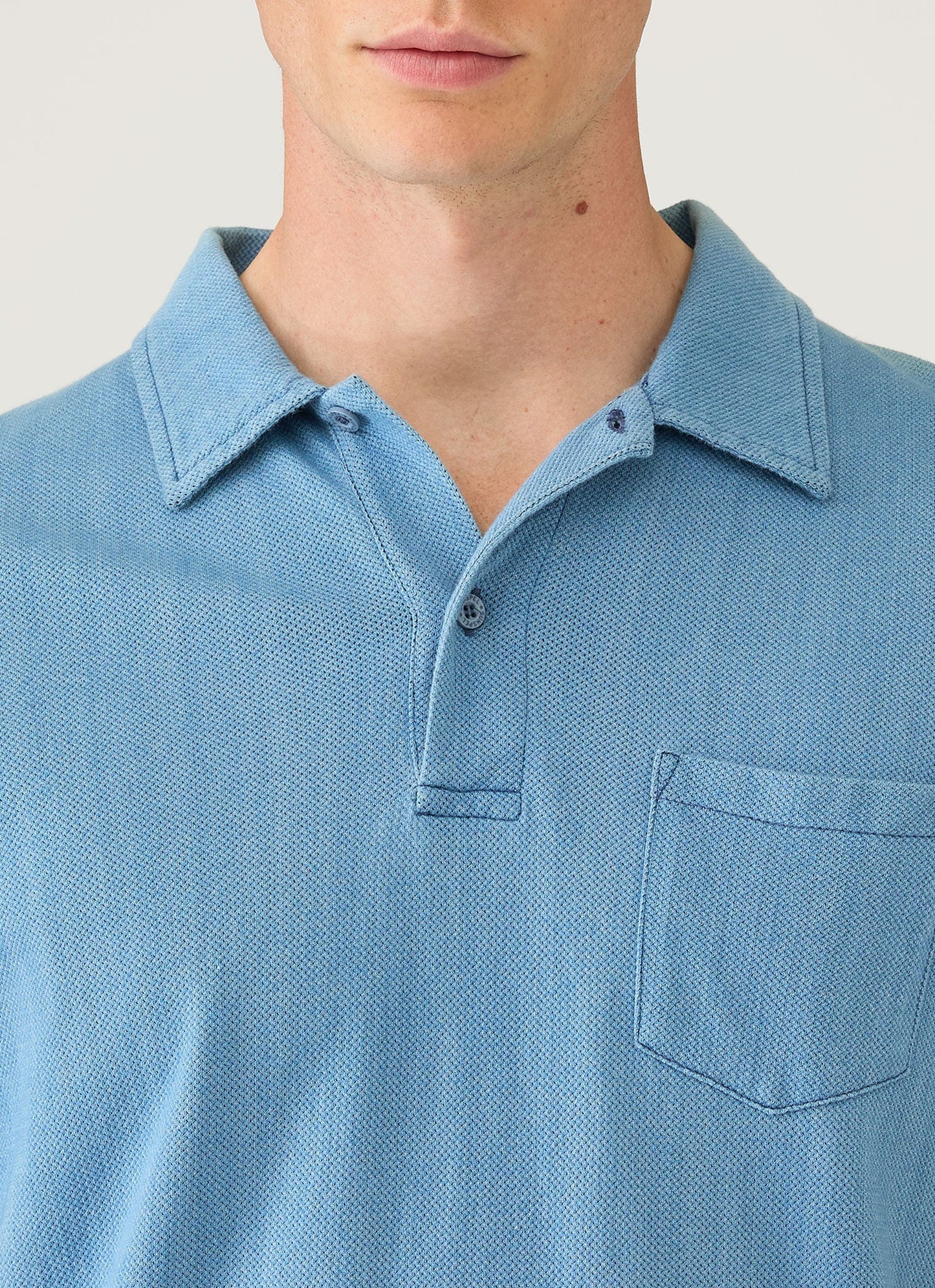 Mens Riviera Polo Shirt In Mid Indigo Wash Mpol1026D Buvz