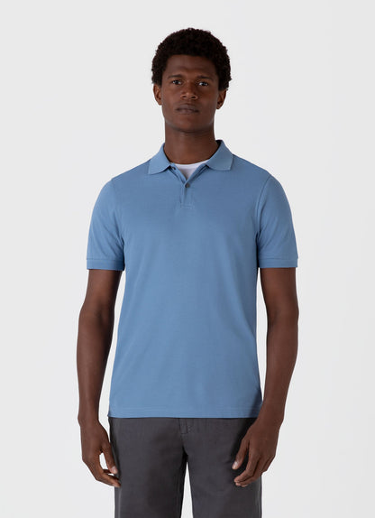 Mens Pique Polo Shirt In Como Blue Mpol1028 Buvp