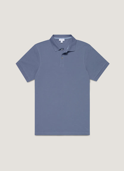 Mens Pique Polo Shirt In Selvedge Blue Mpol1028 Buwf