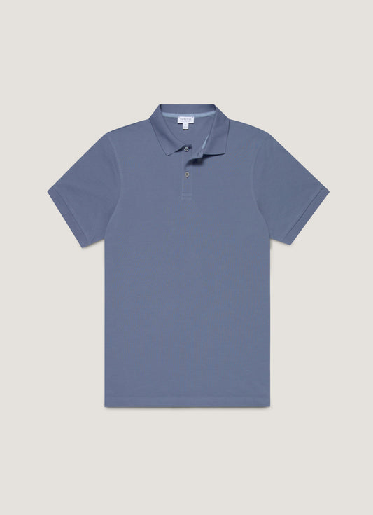 Mens Pique Polo Shirt In Selvedge Blue Mpol1028 Buwf