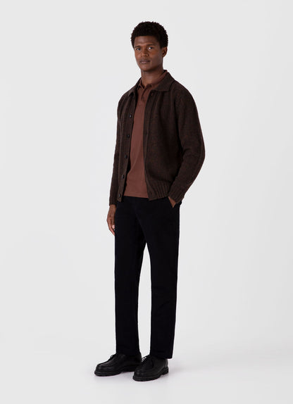 Mens Long Sleeve Riviera Polo Shirt In Cocoa Brown Mpol1031 Brfn