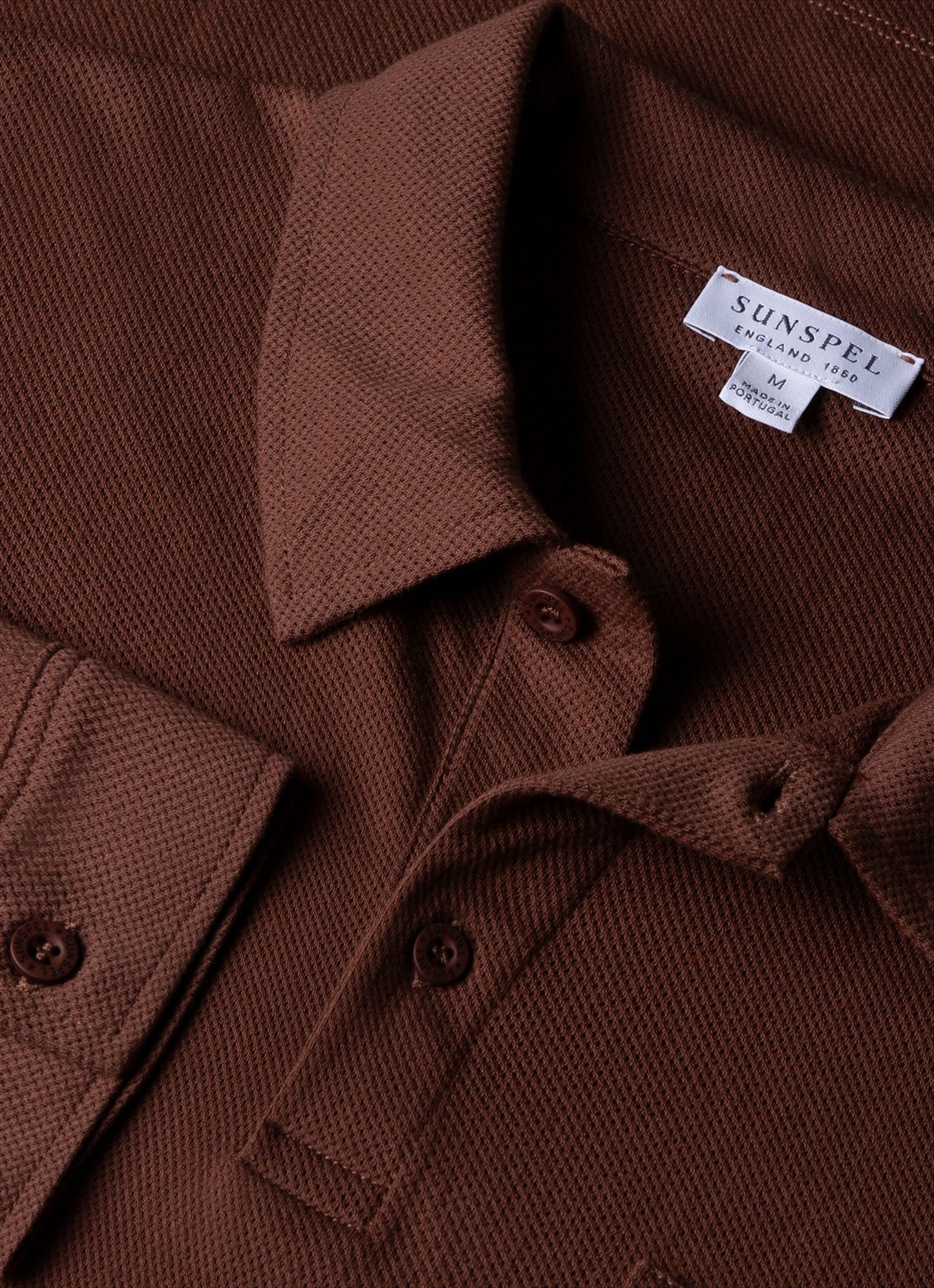 Mens Long Sleeve Riviera Polo Shirt In Cocoa Brown Mpol1031 Brfn