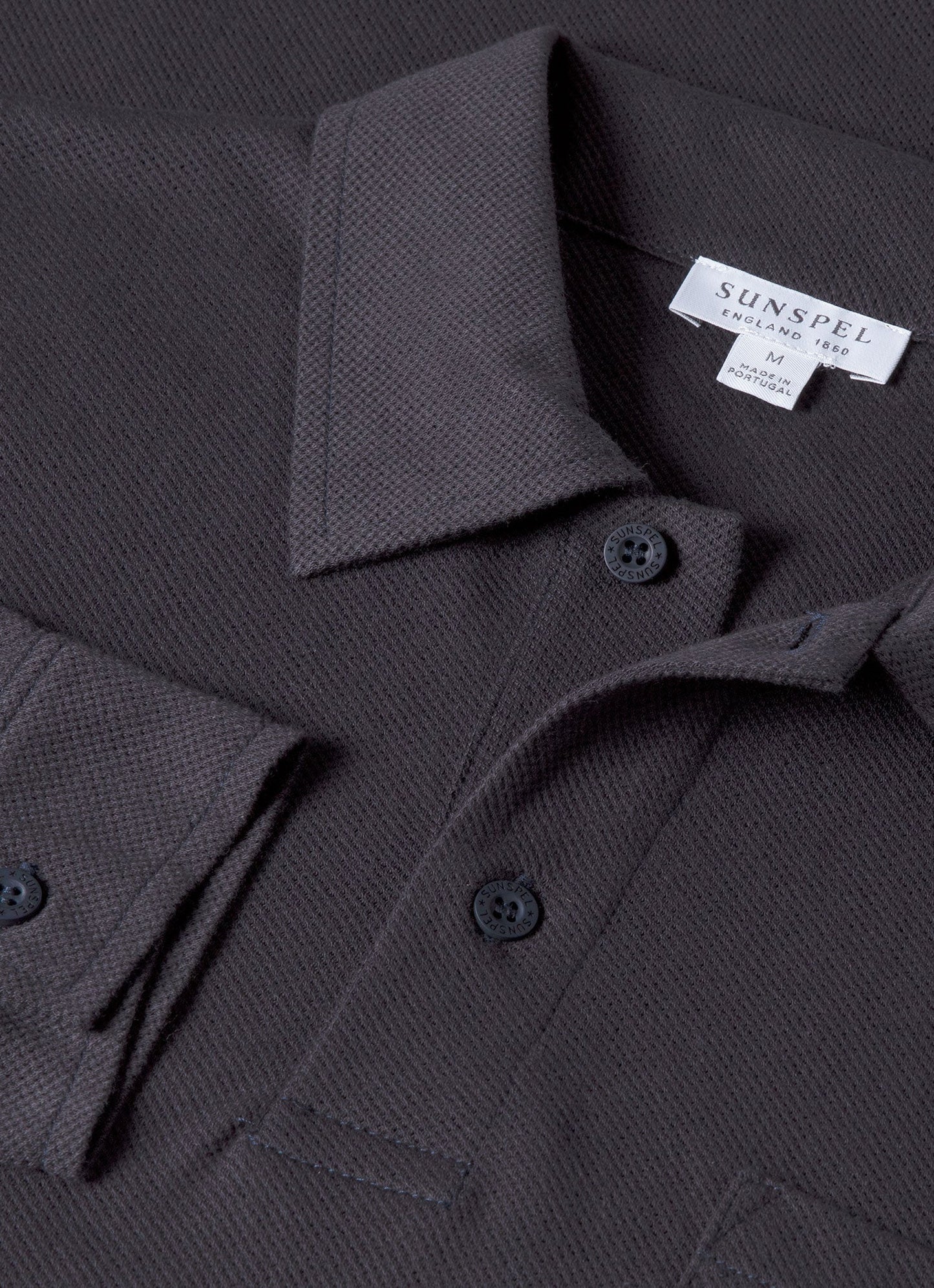 Mens Cotton Riviera Long Sleeve Polo Shirt In Navy