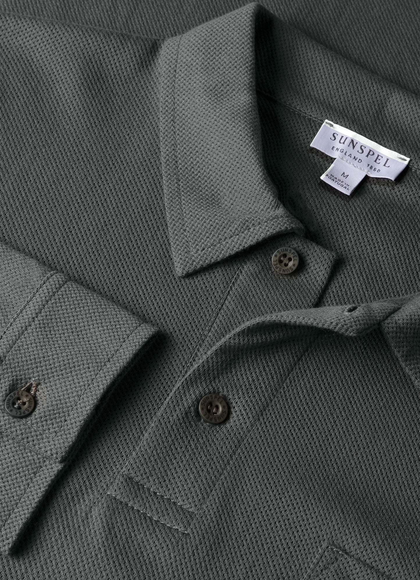 Mens Long Sleeve Riviera Polo Shirt In Drill Green Mpol1031 Gnhv