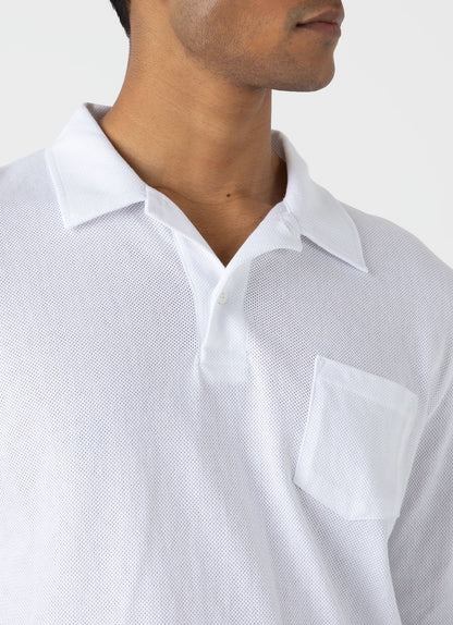 Mens Long Sleeve Riviera Polo Shirt In White Mpol1031 Whaa