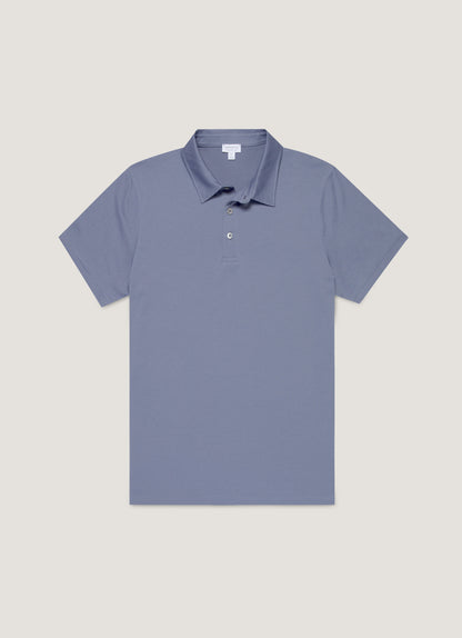 Mens Classic Jersey Polo Shirt In Selvedge Blue Mpol1052 Buwf