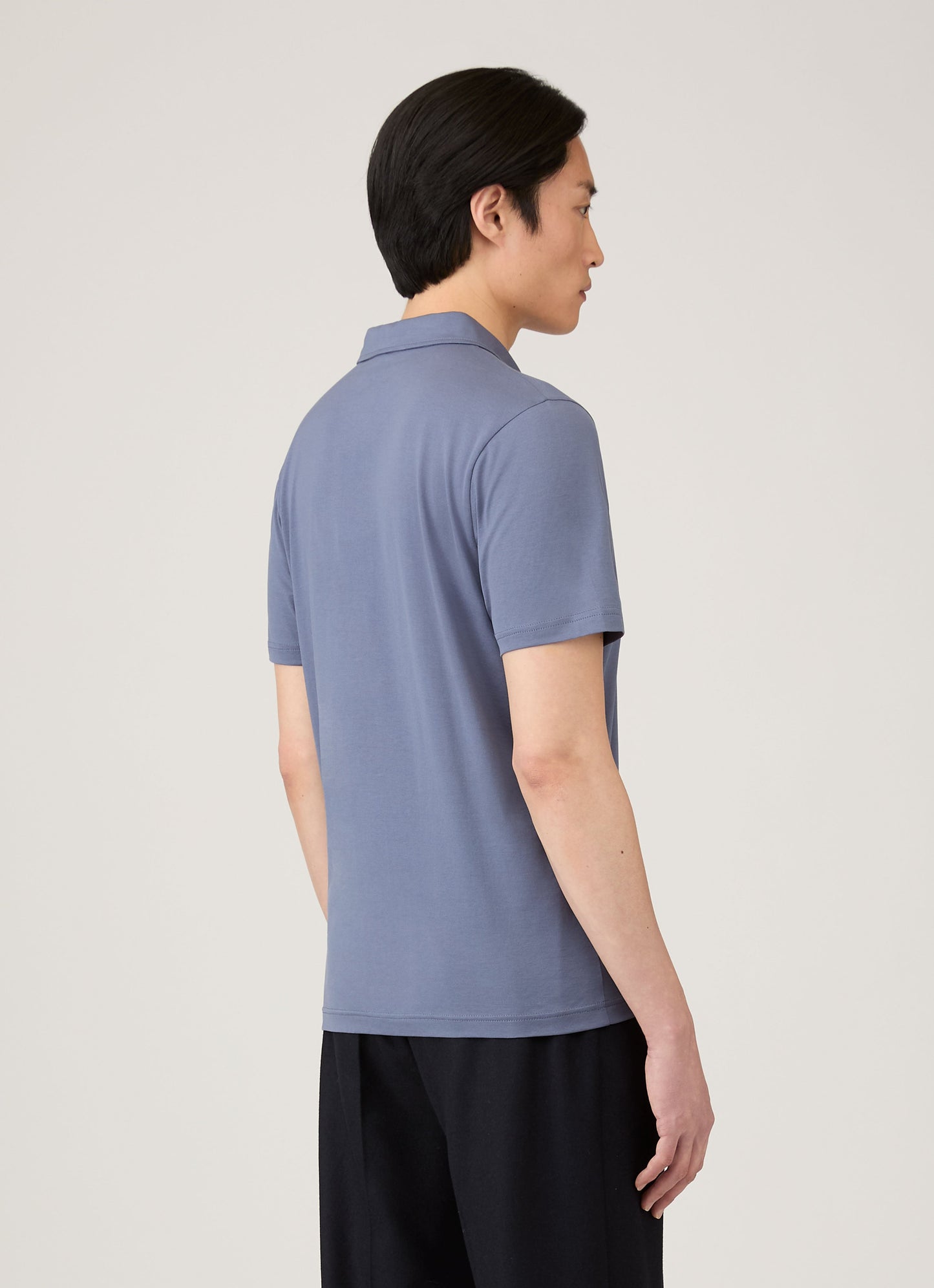 Mens Classic Jersey Polo Shirt In Selvedge Blue Mpol1052 Buwf