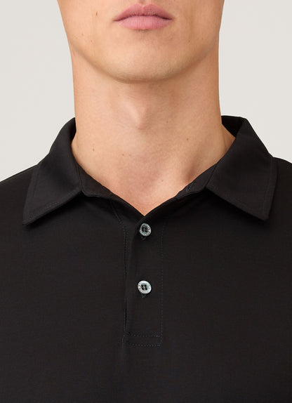 Mens Long Sleeve Classic Jersey Polo Shirt In Black Mpol1054 Bkaa