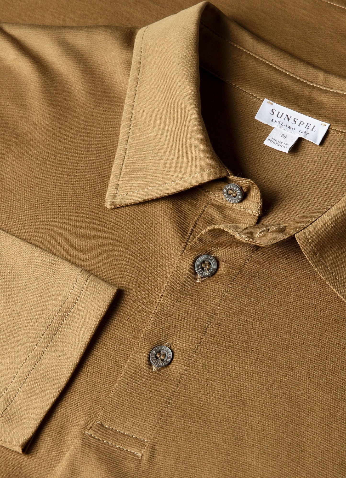 Mens Long Sleeve Classic Jersey Polo Shirt In Walnut Mpol1054 Brgo