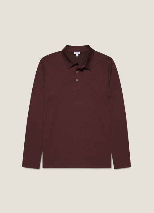 Mens Long Sleeve Classic Jersey Polo Shirt In Bakelite Mpol1054 Rdel