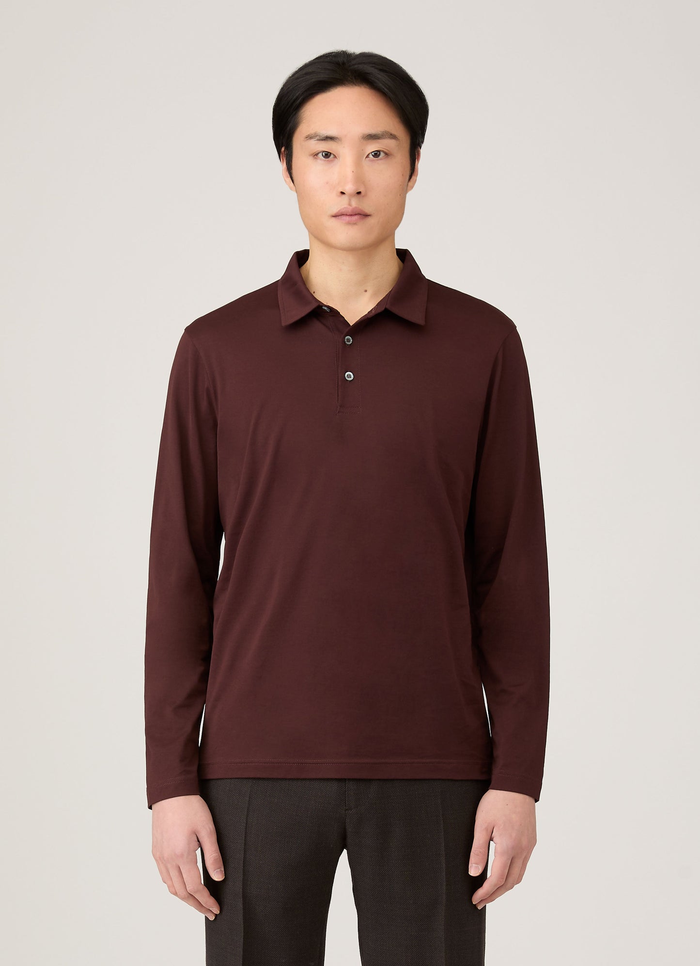 Mens Long Sleeve Classic Jersey Polo Shirt In Bakelite Mpol1054 Rdel