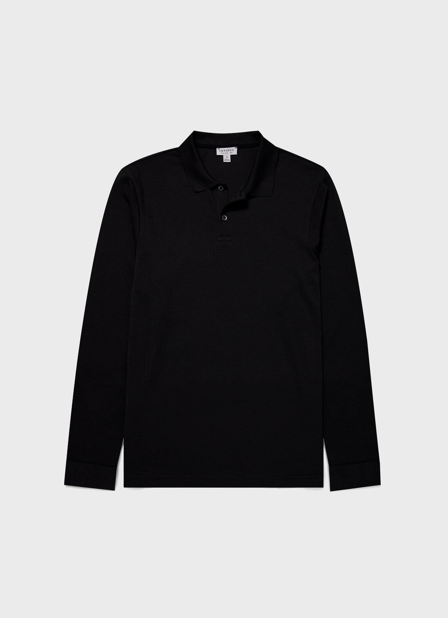 Mens Long Sleeve Waffle Polo Shirt In Black Mpol1067 Bkaa