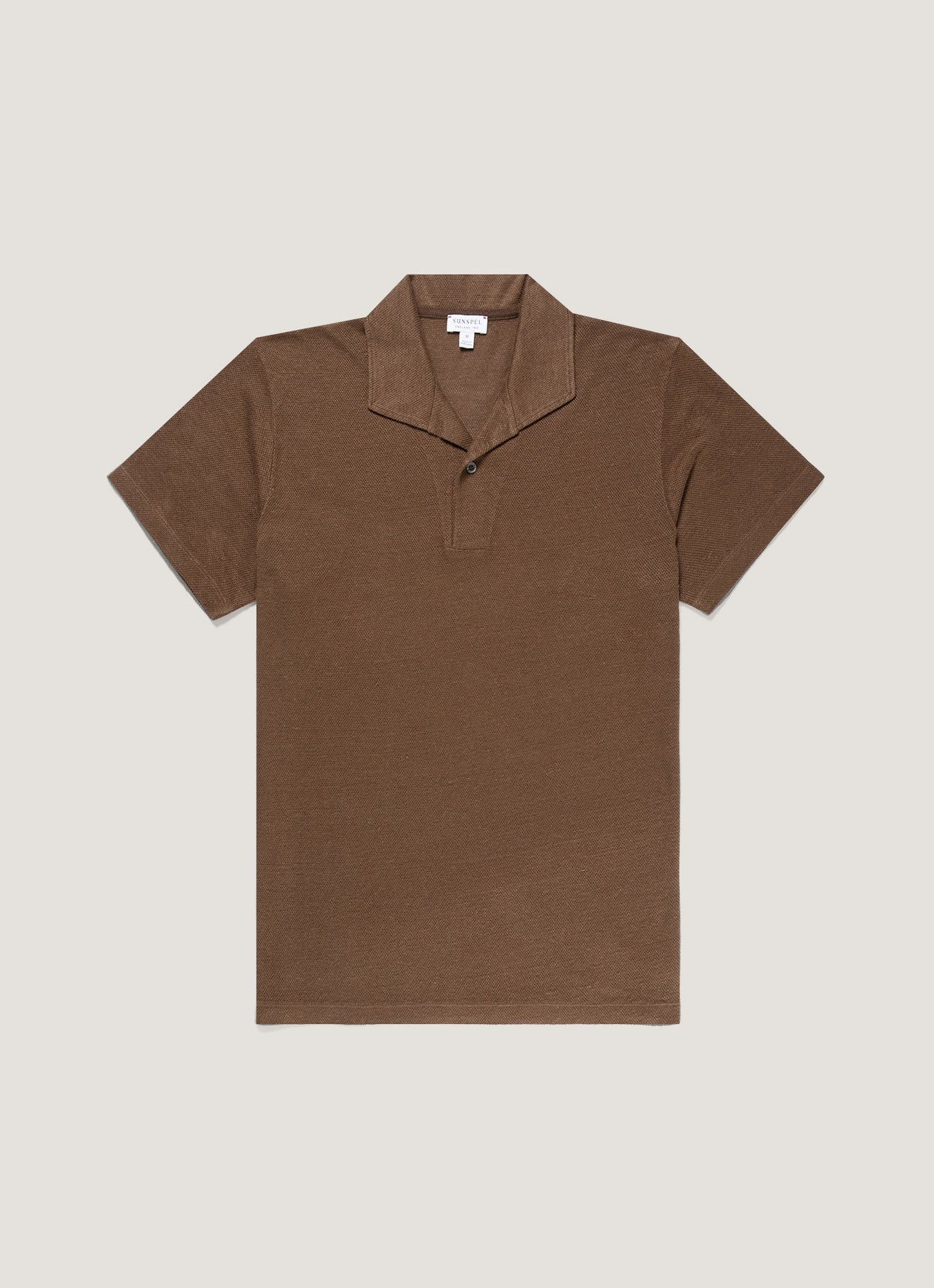 Mens Linen Pique Polo Shirt In Dark Walnut Mpol1079 Brgw