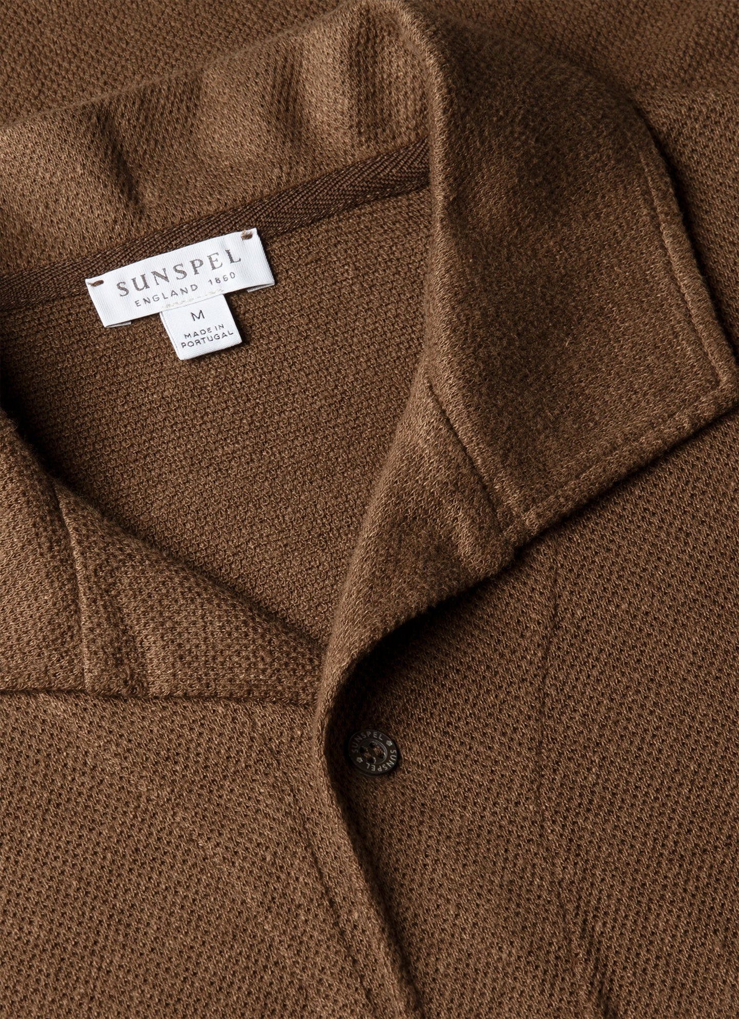 Mens Linen Pique Polo Shirt In Dark Walnut Mpol1079 Brgw