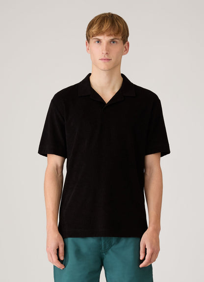 Mens Towelling Polo Shirt In Black Mpol1574 Bkaa