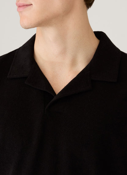 Mens Towelling Polo Shirt In Black Mpol1574 Bkaa