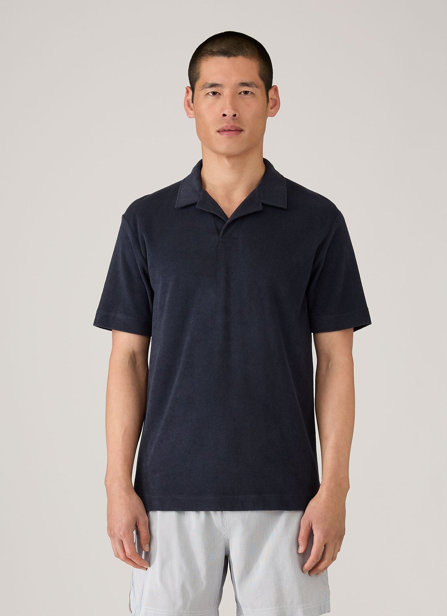 Mens Towelling Polo Shirt In Navy Mpol1574 Buaa