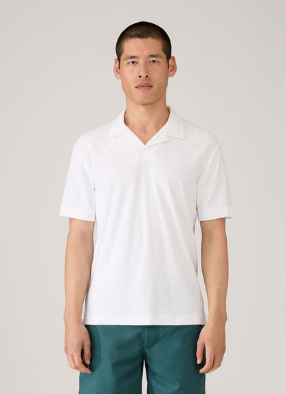Mens Towelling Polo Shirt In White Mpol1574 Whaa