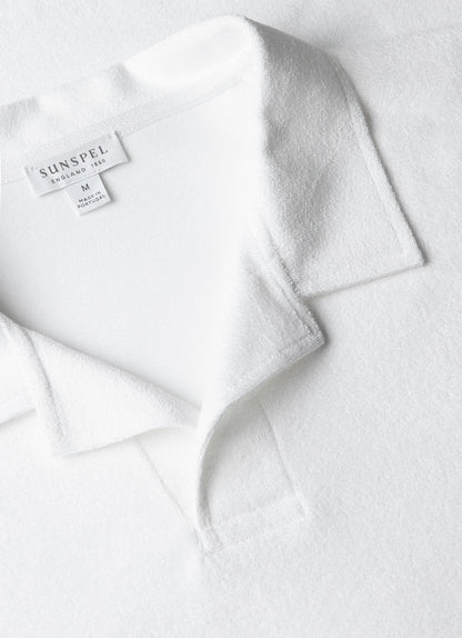 Mens Towelling Polo Shirt In White Mpol1574 Whaa