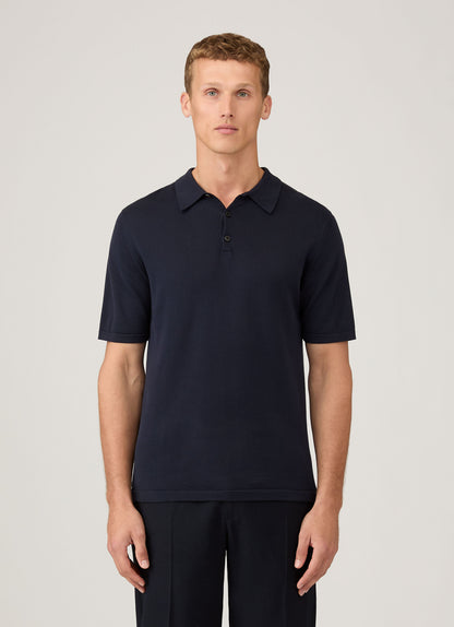 Mens Sea Island Cotton Knit Polo In Light Navy