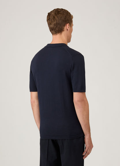 Mens Sea Island Cotton Knit Polo In Light Navy