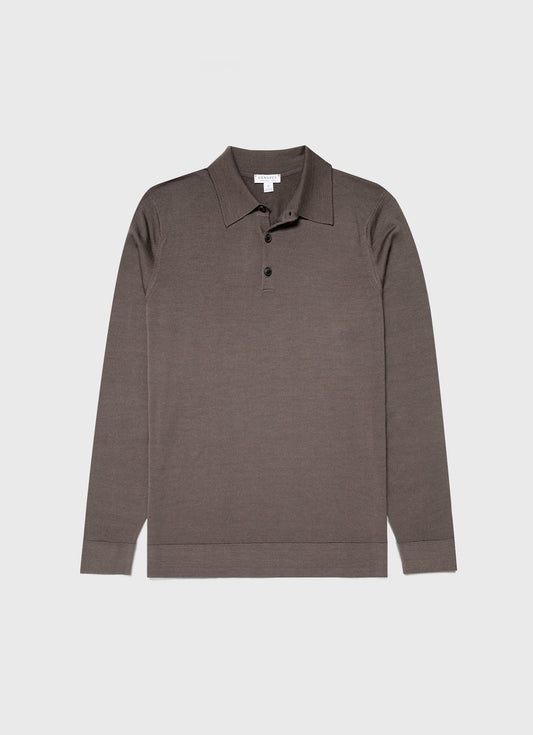 Mens Fine Merino Wool Polo Shirt In Cedar Mpol8092 Breh