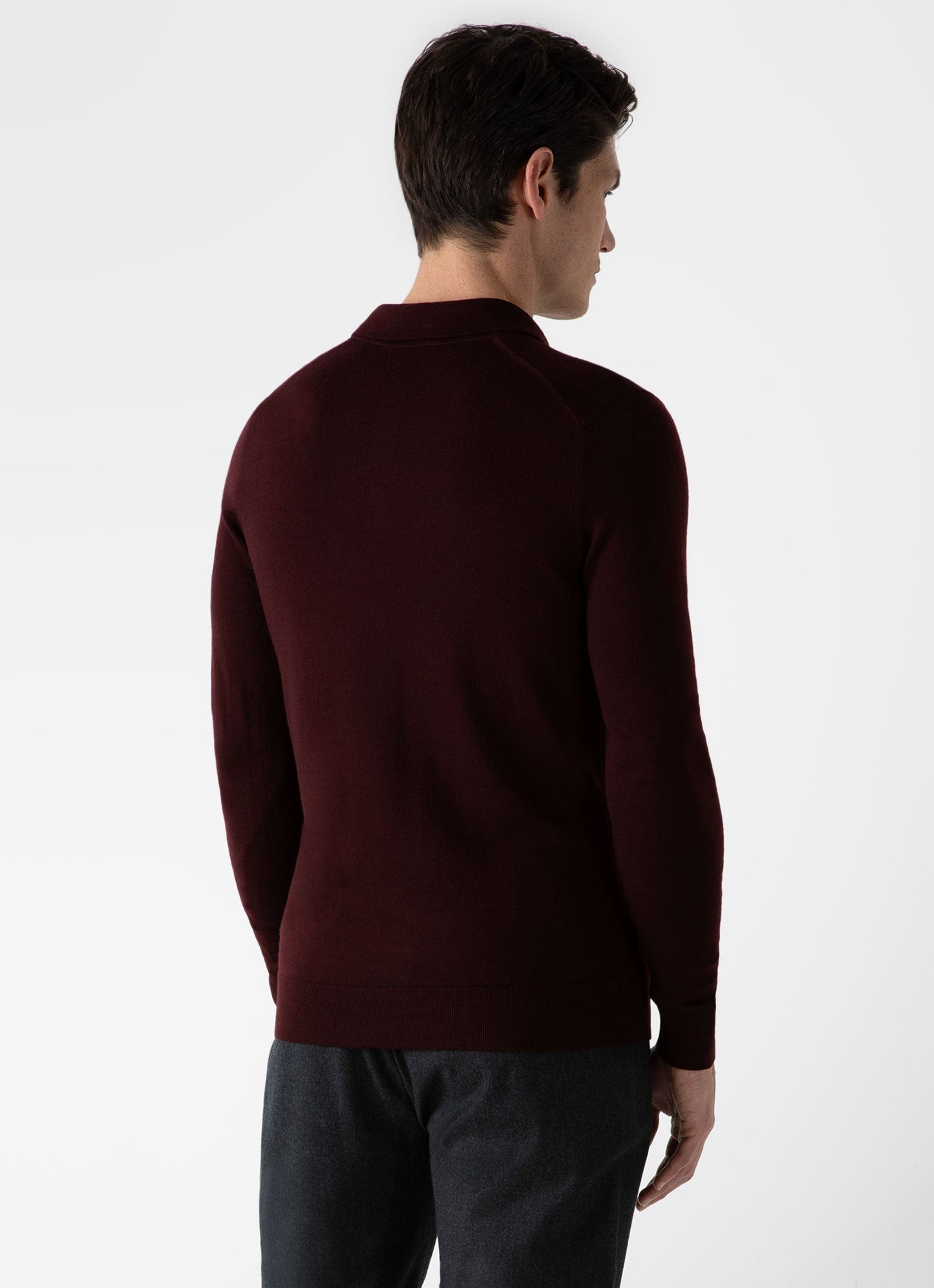 Mens Fine Merino Wool Polo Shirt In Maroon Mpol8092 Rdeg