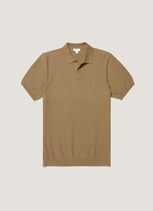 Mens Knit Polo Shirt In Dark Stone Mpol8115 Whdc