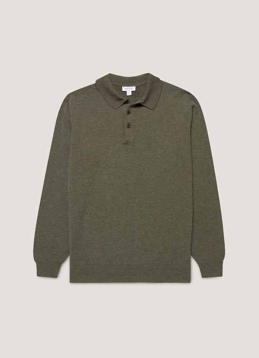 Mens Cashmere Polo Shirt In Khaki Mpol8293 Gngy