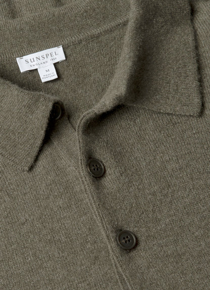 Mens Cashmere Polo Shirt In Khaki Mpol8293 Gngy
