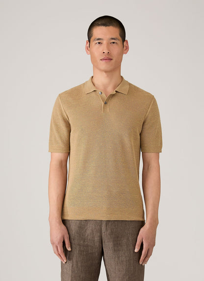 Mens Silk Linen Honeycomb Polo In Hazelwood Mpol8312 Brgt