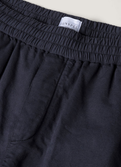 Mens Cotton Linen Drawstring Shorts In Navy Mshr3519 Buaa