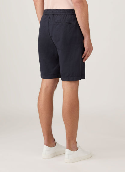 Mens Cotton Linen Drawstring Shorts In Navy Mshr3519 Buaa