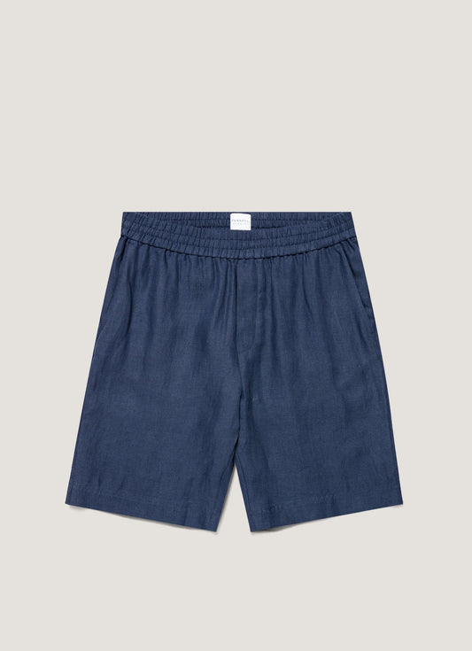 Mens Linen Drawstring Short In Light Navy Mshr3516 Buaf