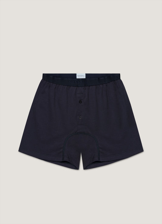 Mens Superfine Cotton Two Button Boxer Briefs In Navy Mshr4415 Buaa