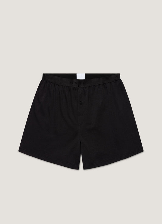 Mens Sea Island Cotton One Button Boxer Short In Black Mshr4419 Bkaa
