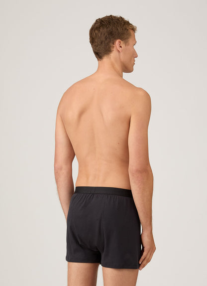 Mens Sea Island Cotton One Button Boxer Short In Black Mshr4419 Bkaa
