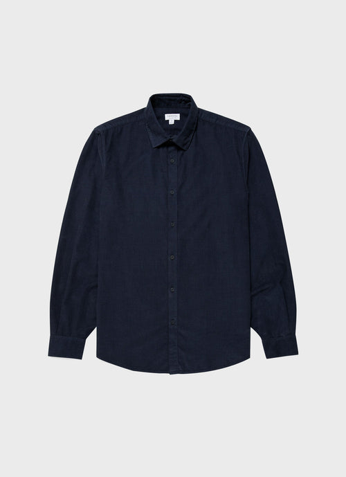 Mens Fine Cord Shirt In Navy Msht2058 Buaa