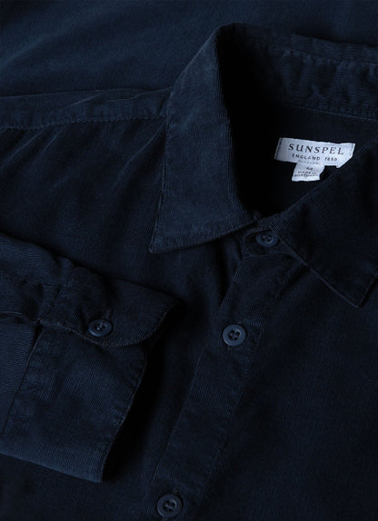 Mens Fine Cord Shirt In Navy Msht2058 Buaa